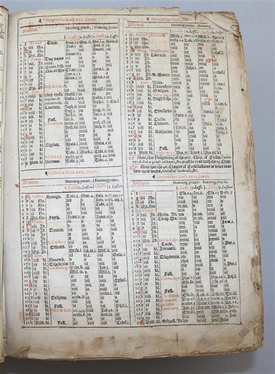 A King James I bible 1613-18, imprinted at London by Robert Barker, quarto, some losses